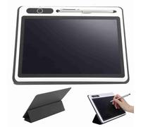 Bloc-Notes électronique de 9 Pouces, Tablette d'écriture LCD, Outil de Peinture à la Main avec Housse de Protection en PU, Bloc de Dessin effaçable pour Bureau d'affaires (Noir (avec étui en Cuir))