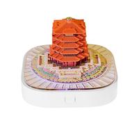 Bloc-notes en papier 3D avec motif tour de grue jaune, 183 feuilles détachables avec housse anti-poussière en acrylique, kit de modèle d'architecture chinoise, art de bureau unique et cadeau pour