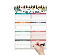 Bloc Notes Hebdomadaire, Bloc de Liste de Choses à Faire Non Daté avec 50 Feuilles, Journal de Suivi des Tâches pour Bureau, École et Maison