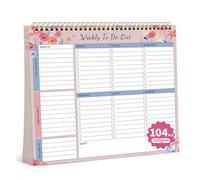 Bloc-notes hebdomadaire de 104 pages avec liste de choses à faire, 52 feuilles non datées imprimées en duplex, 100 g/m², planificateur de bureau hebdomadaire pour le travail, la maison, l'école, le