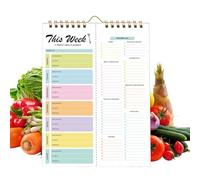 Bloc-notes hebdomadaire - Organiseur alimentaire de 52 pages avec liste de courses - Design couleurs pastel sans date - Dimensions : 21,6 x 27,9 cm - Pour la cuisine, la planification des repas et la