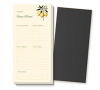Bloc-notes magnétique pour liste de courses personnalisable avec prénom, 60 feuilles détachables 10 x 21 cm, aimant sur tout le dos, stylo inclus, bloc notes réfrigérateurs (citrons)