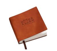 Bloc-notes Mini 2025 Notebook Gestion du temps Efficacité Poche Agenda Livre Carré Cuir Quotidien Bureau(Brown)