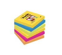 Post-it Note adhésive 6546SR 76 mm x 76 mm vert fluorescent, bleu ultra, jaune ultra, rose ultra, o
