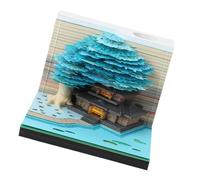 Bloc-notes pour calendrier hebdomadaire 2027 avec 260, Blue | Sculpture en papier d ' arbre et de pavillon en couches, détails panoramiques bord de l ' eau,