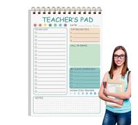 Bloc-notes pour enseignant, 50 feuilles, 21 x 14 x 1,5 cm, design fonctionnel et organiseur de notes avec reliure à double , planificateur quotidien pour les tâches en classe, les devoirs et