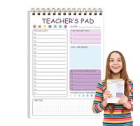 Bloc-notes pour enseignants, 50 feuilles de listes de choses à faire, organiseur d'écriture mignon, 14 x 21 cm, planificateur à double pour salle de ole primaire