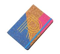 Bloc-notes rétro à couverture rigide en liège avec 25 impressions couleur bronze ouvert (mot R)