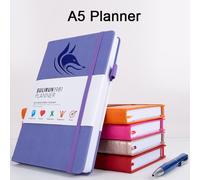 Bloc-Notes Simple En Cuir Pu A5, Planificateur Efficace, Calendrier Anglais Épaissi, Planificateur Hebdomadaire, Planificateur Mensuel, Fournitures