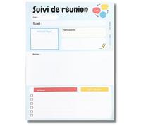 Bloc-notes suivi de réunion. Prise de notes visio et présentiel pour équipe. Format A5 avec 50 pages détachables. Outil Professionnel pour managers, entrepreneurs, associations