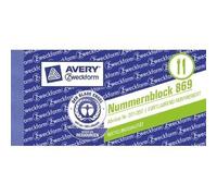 Bloc numéroté 1 1000, 105 x 53 mm, orange avery 869-10-1 Orange G