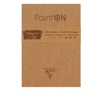 Clairefontaine 975172C - Un bloc encollé en-tête de papier dessin Paint'On 50 feuilles avec un bord frangé 22,9x30,5 cm 250g, couleurs assorties et couverture kraft