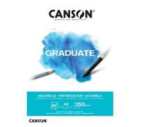 Bloc papier aquarelle - CANSON - Graduate - A5 - 250 g/m² - 20 feuilles - Papier blanc - Texture fine - Débutant