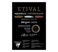 Bloc Papier Aquarelle Etival Noir Grain Fin Et Torchon 300 G Sur M²