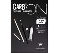 Clairefontaine Bloc encollé Carb'ON 975040C – Papier dessin noir A3 120 g 20 feuilles