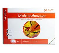 AMT – Bloc papier multi-techniques 21×29,7 cm 220 g/m² – 15 feuilles