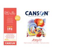 CANSON Acrylic - Bloc 10 feuilles de papier acrylique blanc grain toilé - 29.7 x 42 cm - 400g/m²