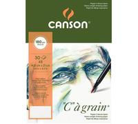 CANSON "C" à Grain - Bloc 30 feuilles de papier dessin - Grain fin - A5 - 180g/m² - Blanc naturel