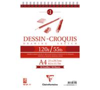 Clairefontaine Bloc dessin croquis spirale A3 120 g 50 feuilles