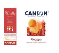 CANSON Figueras - Bloc 10 feuilles de papier huile - Grain toile de lin - 42 x 59,4 cm - 290g/m² - Blanc