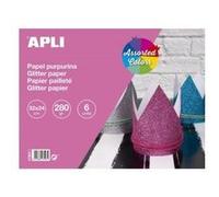 APLI 17597 - Papier cartonné pailleté - 6 feuilles brillantes - Format 32 x 24 cm - loisirs créatifs, activités manuelles