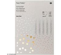 Bloc papier gris Hot foil - Pois et étoiles - 21 x 29 cm - 20 feuilles Gris