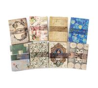 Bloc Papier Scrap 10×14 cm 800 feuilles Motifs dessinés à la main Impression recto-verso Écriture fluide Style rétro Motifs variés
