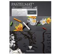 Clairefontaine 96004C Bloc Collé Pastelmat n°6 - 12 Feuilles Carte Spéciale pour Pastels Secs - 24x30 cm 360g - Anthracite - Intercalaires en Papier Cristal