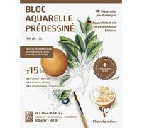 Bloc - Peinture Aquarelle - Modèles Pré-Dessinés - Fleurs - Clairefontaine