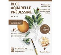 Bloc - Peinture aquarelle - Modèles pré-dessinés - Fleurs - Clairefontaine