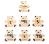 Bloc photo mensuel en forme d'ours en bois double face pour souvenirs de première année de bébé