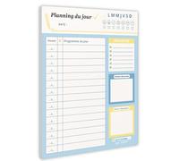 Bloc planning du jour français 50 pages- planificateur journalier heure par heure - Bloc note A5 papier activités et tâches de la journée. Daily planner. Carnet organisation journée
