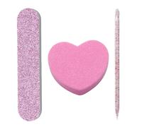 Bloc polissoir à ongles Crystal Dot Drill Stick, joli kit de manucure rose - 3 outils de manucure, art des ongles pour femmes et filles, salon professionnel, usage domestique