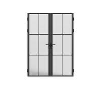 Bloc porte à deux battants en aluminium et verre dépoli - 2 x H204 x L73 cm - Noir - SEROTO