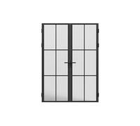 Bloc porte à deux battants en aluminium et verre dépoli - 2 x H204 x L83 cm - Noir - SEROTO