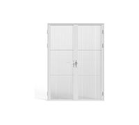 Vente-unique - Bloc porte réversible à deux battants en aluminium et verre trempé texturé - 2 x H204 x L73 cm - Blanc - MASERU