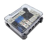 Bloc porte-fusible à 4 voies avec fusibles 60 A pour systèmes audio de voiture et bateau, plage de tension 12-48 V, construction en alliage de zinc, couvercle transparent résistant à la chaleur, 1