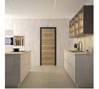 Bloc porte isotherme avec huisserie - OPTIMUM - Premium - Chêne authentique - Poussant droit et ajustable - H 204 x Ep 4,4 x L 83 cm