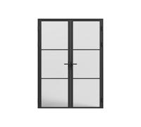 Bloc porte réversible à deux battants en aluminium et verre dépoli - 2 x H204 x L73 cm - Noir - MASERU