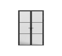 Bloc porte réversible à deux battants en aluminium et verre dépoli - 2 x H204 x L73 cm - Noir - MASERU