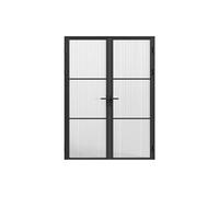 Bloc porte réversible à deux battants en aluminium et verre texturé - 2 x H204 x L73 cm - Noir - MASERU