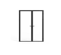 Vente-unique - Bloc porte réversible à deux battants en aluminium et verre trempé - 2 x H204 x L73 cm - Noir - LOXTON