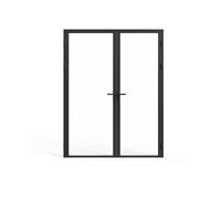 Bloc porte réversible à deux battants en aluminium et verre trempé - 2 x H204 x L73 cm - Noir - LOXTON