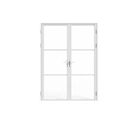Bloc porte réversible à deux battants en aluminium et verre trempé - 2 x H204 x L83 cm - Blanc - MASERU