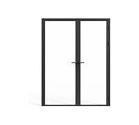 Bloc porte réversible à deux battants en aluminium et verre trempé - 2 x H204 x L83 cm - Noir - LOXTON Noir