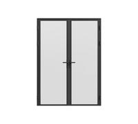 Bloc porte réversible à deux battants en aluminium et verre trempé dépoli - 2 x H204 x L83 cm - Noir - LOXTON