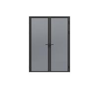 Bloc porte réversible à deux battants en aluminium et verre trempé fumé - 2 x H204 x L73 cm - Noir - LOXTON