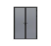 Bloc porte réversible à deux battants en aluminium et verre trempé fumé - 2 x H204 x L73 cm - Noir - LOXTON