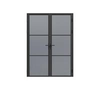 Bloc porte réversible à deux battants en aluminium et verre trempé fumé - 2 x H204 x L73 cm - Noir - MASERU