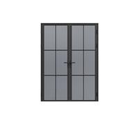Bloc porte réversible à deux battants en aluminium et verre trempé fumé - 2 x H204 x L73 cm - Noir - SEROTO